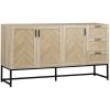 Acheter ???? HOMCOM Buffet Meuble De Rangement Motif Chevron 3 Placards Et 3 Tiroirs - Piètement Métal - Structure MDF - I156 Cm ????