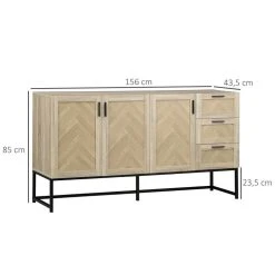 Acheter 🧨 HOMCOM Buffet Meuble De Rangement Motif Chevron 3 Placards Et 3 Tiroirs - Piètement Métal - Structure MDF - I156 Cm 💯 -VIDAXL Shop unnamed file 579