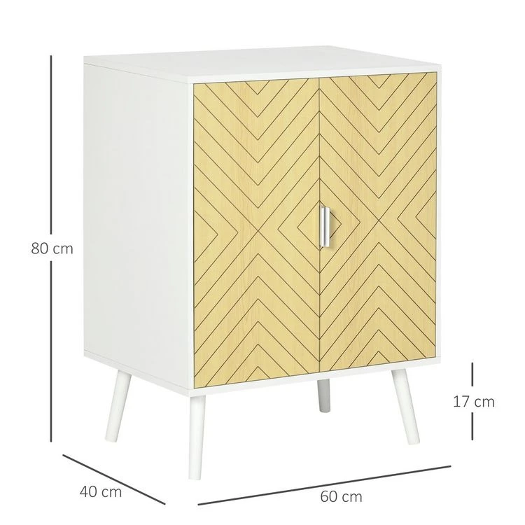 Budget 🎉 HOMCOM HOMCOM Buffet Meuble De Rangement Design Scandinave 2 Portes Avec étagère Dim. 60L X 40l X 80H Cm MDF Panneaux Particules Blanc Portes Motif Graphique Aspect Bois Clair ⭐ 5 Budget 🎉 HOMCOM HOMCOM Buffet Meuble De Rangement Design Scandinave 2 Portes Avec étagère Dim. 60L X 40l X 80H Cm MDF Panneaux Particules Blanc Portes Motif Graphique Aspect Bois Clair ⭐ – Image 3