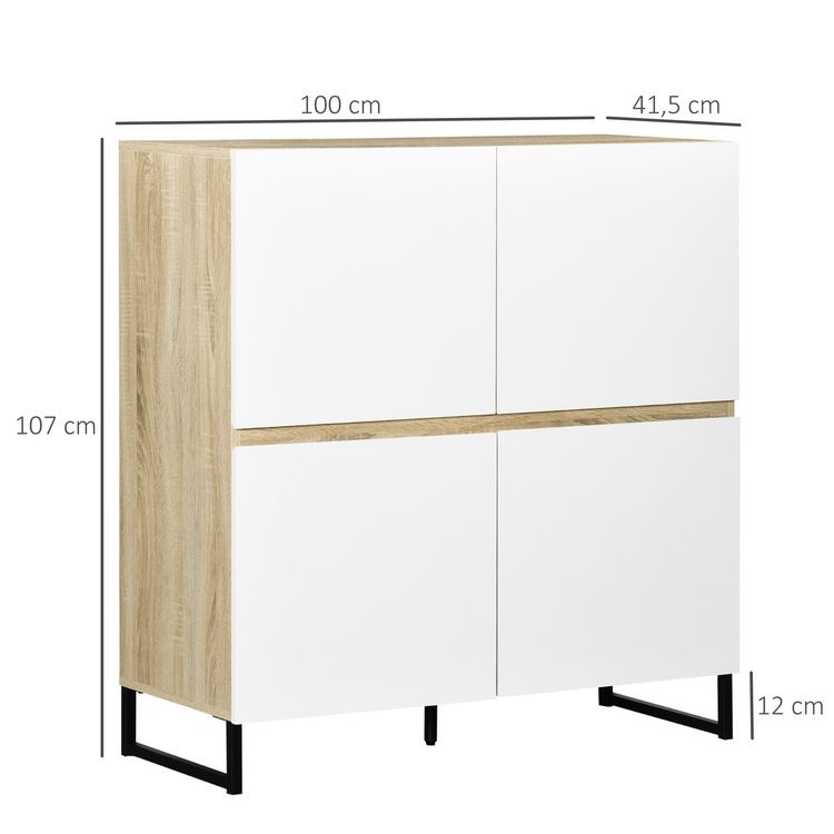 HOMCOM Buffet meuble de rangement 4 portes piétement acier 100L x 41,5l x 107H cm Offres ???? HOMCOM Buffet Meuble De Rangement 4 Portes Piétement Acier 100L X 41,5l X 107H Cm ???? -VIDAXL Shop unnamed file 585