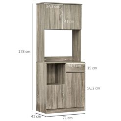 Remise ⭐ HOMCOM HOMCOM Armoire De Cuisine Multi-rangements 3 Placards 2 Niches Tiroir Panneaux Particules Classe E1 Aspect Chêne Gris ⭐ -VIDAXL Shop unnamed file 588