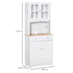Bon marché 😀 HOMCOM HOMCOM Armoire De Cuisine 2 Placards 2 Portes Persiennes Et Acryliques 2 Tiroirs Grande Niche Bois Caoutchouc MDF Blanc 💯 -VIDAXL Shop unnamed file 591