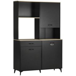 Acheter ???? HOMCOM Buffet Haut Design Industriel Multi-rangement - 3 Portes Avec étagère, Tiroir, Niche, Grand Plateau - Piètement Métal Noir Aspect Chêne Clair ✨