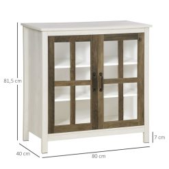 Tout neuf ???? HOMCOM Buffet Armoire De Rangement - 2 Portes Vitrine Verre, 2 étagères Réglables - Verre Trempé Panneaux Particules Aspect Bois Blanc Effet Céruse ???? -VIDAXL Shop unnamed file 621