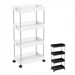 Acheter 🌟 LINXOR Desserte, Chariot De Rangement à Roulettes Large - 4 étagères 😍
