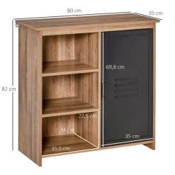 De gros 😀 HOMCOM HOMCOM Buffet Design Industriel - Meuble De Rangement 3 Niches Placard - Panneaux Particules Aspect Bois Veinage Porte Métal Noir 😉 -VIDAXL Shop unnamed file 636