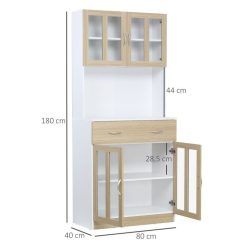 Meilleur prix ???? HOMCOM HOMCOM Armoire De Cuisine Multi-rangement 4 Portes Vitrine Verre Avec étagère Tiroir Coulissant Grand Plateau Panneaux Particules Blanc Aspect Chêne Clair ???? -VIDAXL Shop unnamed file 640