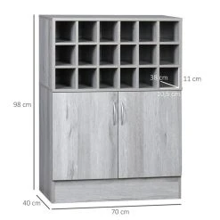 Bon marché 😍 HOMCOM Buffet 2 Portes étagère Réglable Casier 18 Bouteilles Panneaux Particules Aspect Bois Veinage Gris 😍 -VIDAXL Shop unnamed file 643