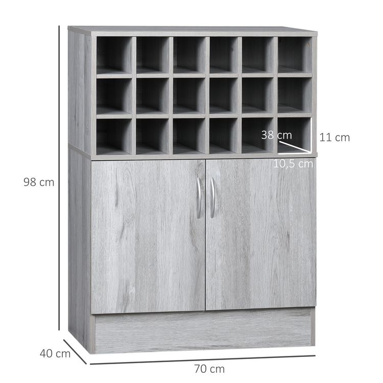 HOMCOM Buffet 2 portes étagère réglable casier 18 bouteilles panneaux particules aspect bois veinage gris Bon marché ???? HOMCOM Buffet 2 Portes étagère Réglable Casier 18 Bouteilles Panneaux Particules Aspect Bois Veinage Gris ???? -VIDAXL Shop unnamed file 643
