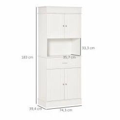Meilleure affaire 🤩 HOMCOM HOMCOM Armoire De Cuisine Contemporaine Multi-rangement 4 Portes Tiroir Coulissant Et Grand Plateau Dim. 74L X 39l X 183H Cm Panneaux Particules MDF Blanc 🛒 -VIDAXL Shop unnamed file 652
