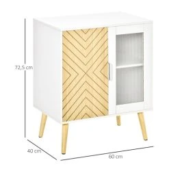 Meilleure vente ✔️ HOMCOM HOMCOM Buffet Meuble De Rangement Design Scandinave 2 Portes Avec étagère Dim. 60L X 40l X 72H Cm MDF Panneaux Particules Blanc Portes Motif Graphique Aspect Bois Clair Et Acrylique 🎁 -VIDAXL Shop unnamed file 658