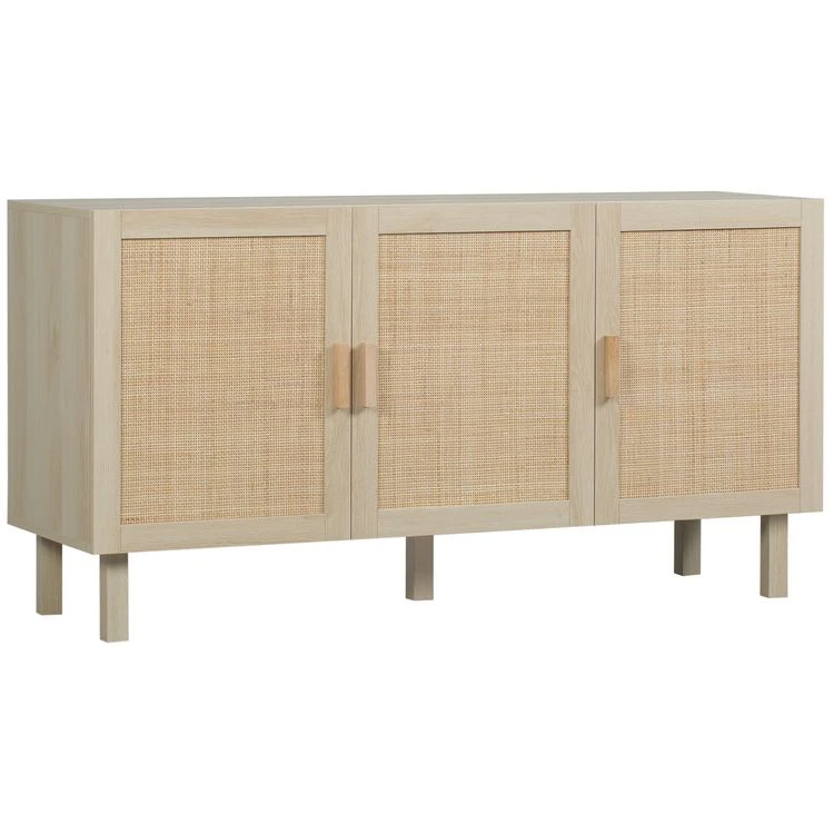 Promo 🌟 HOMCOM Buffet 3 Portes Style Bohème Chic Cannage En Rotin Panneaux Aspect Bois Clair ⭐ 3 Promo 🌟 HOMCOM Buffet 3 Portes Style Bohème Chic Cannage En Rotin Panneaux Aspect Bois Clair ⭐