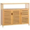 De gros 🥰 HOMCOM Buffet Meuble De Rangement Bois Bambou à Lattes Style Naturel - 3 Portes, 4 étagères ✔️ -VIDAXL Shop unnamed file 677