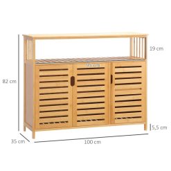 De gros ???? HOMCOM Buffet Meuble De Rangement Bois Bambou à Lattes Style Naturel - 3 Portes, 4 étagères ✔️ -VIDAXL Shop unnamed file 679