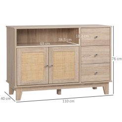 Bon marché ???? HOMCOM Buffet 2 Portes 3 Tiroirs Coulissants Niche Style Bohème Chic Cannage En Rotin Panneaux Aspect Chêne Clair ⭐ -VIDAXL Shop unnamed file 688