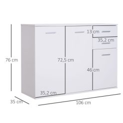 Bon marché ???? HOMCOM HOMCOM Buffet Meuble De Rangement 2 Tiroirs Coulissants 2 Placards étagère Réglable Panneaux Particules Blanc ???? -VIDAXL Shop unnamed file 691