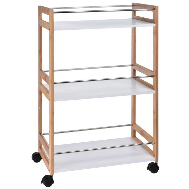 Grosses soldes ⌛ Excellent Houseware Excellent Houseware Chariot Cuisine 51x30x80 Cm Bambou Beige Et Blanc ⭐ 4 Grosses soldes ⌛ Excellent Houseware Excellent Houseware Chariot Cuisine 51x30x80 Cm Bambou Beige Et Blanc ⭐ – Image 2