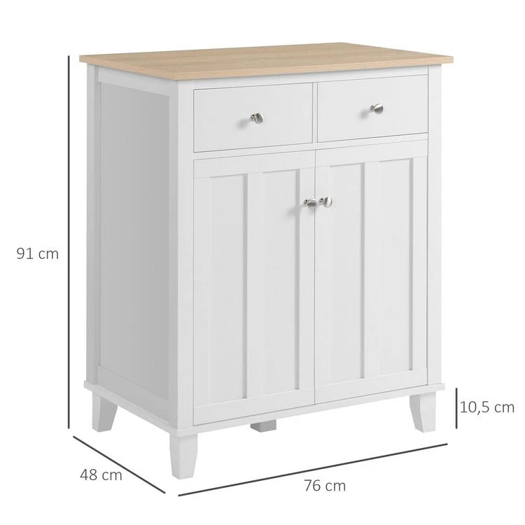 Budget 🌟 HOMCOM Buffet Multi-rangement 2 Portes Avec étagère 2 Tiroirs Coulissants Panneaux Particules Blanc Aspect Bois Clair ❤️ 4 Budget 🌟 HOMCOM Buffet Multi-rangement 2 Portes Avec étagère 2 Tiroirs Coulissants Panneaux Particules Blanc Aspect Bois Clair ❤️ – Image 3