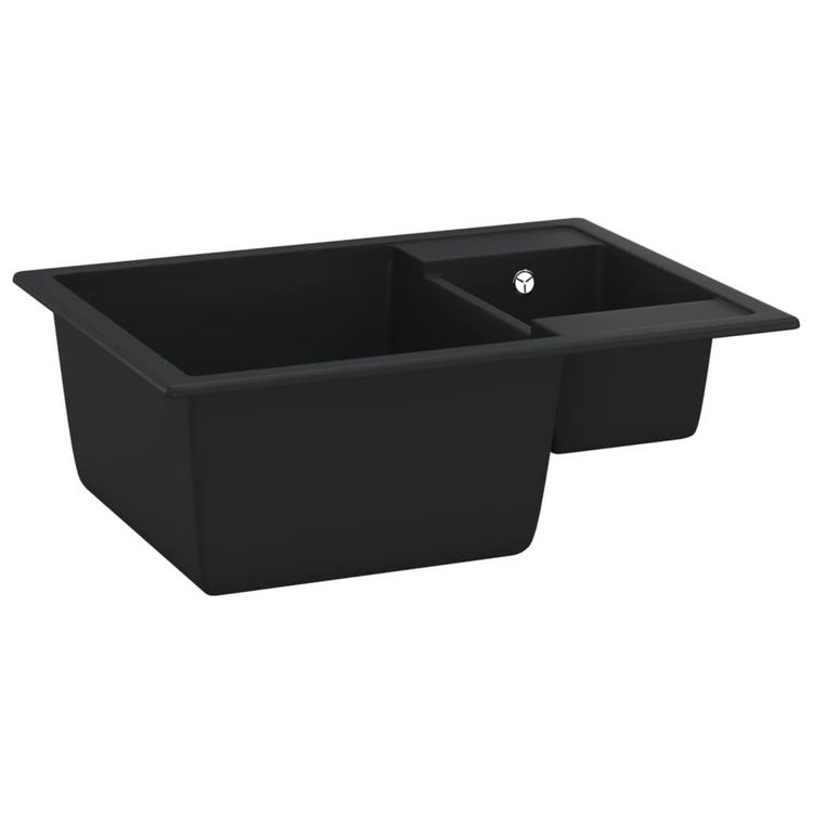Acheter ???? VIDAXL Evier De Cuisine Et Deux Lavabos Trou De Trop-plein Noir Granit ???? 5 Acheter ???? VIDAXL Evier De Cuisine Et Deux Lavabos Trou De Trop-plein Noir Granit ???? – Image 3