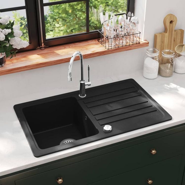 VIDAXL Evier de cuisine en granite avec egouttoir reversible Noir Sortie ???? VIDAXL Evier De Cuisine En Granite Avec Egouttoir Reversible Gris ✨ -VIDAXL Shop unnamed file 795