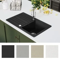 Sortie 🤩 VIDAXL Evier De Cuisine En Granite Avec Egouttoir Reversible Gris ✨ -VIDAXL Shop unnamed file 797
