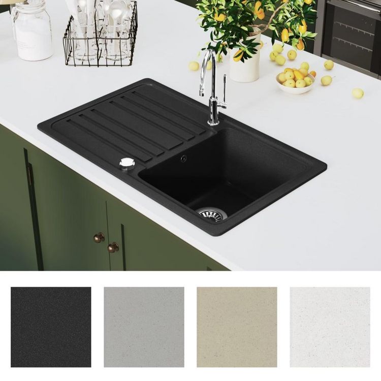 VIDAXL Evier de cuisine en granite avec egouttoir reversible Noir Sortie ???? VIDAXL Evier De Cuisine En Granite Avec Egouttoir Reversible Gris ✨ -VIDAXL Shop unnamed file 797