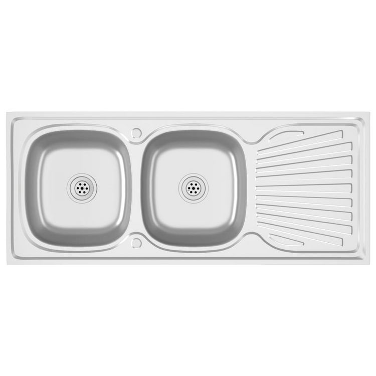 De gros ???? VIDAXL Evier De Cuisine A Double Lavabo Argente 1200x600x155 Mm Inox ???? 4 De gros ???? VIDAXL Evier De Cuisine A Double Lavabo Argente 1200x600x155 Mm Inox ???? – Image 2