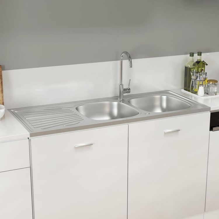 De gros ???? VIDAXL Evier De Cuisine A Double Lavabo Argente 1200x600x155 Mm Inox ???? 5 De gros ???? VIDAXL Evier De Cuisine A Double Lavabo Argente 1200x600x155 Mm Inox ???? – Image 3
