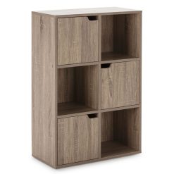 Promo ⌛ VS VENTA-STOCK Bureau Étagère Martin De Rangement, Couleur Chêne Avec 3 Rayons Et 3 Portes ????