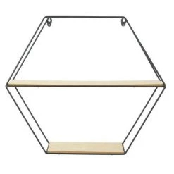 Bon marché 😉 Paris Prix Étagère Murale Design Hexagonale 46cm Naturel 🧨