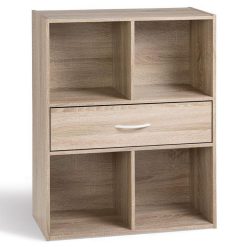 Acheter ❤️ Paris Prix Étagère 4 Niches & 1 Tiroir Bura 80cm Chêne ????